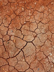 Cracked red clay from drought