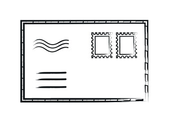 Drawn envelope icon. Sticker for social networks and messengers. Minimalistic creativity and art. Email and Internet communication concept, international interaction. Cartoon flat vector illustration