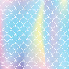 Holographic mermaid background with gradient scales.