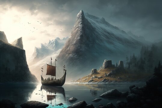 Concept art Norse and viking mythology, landscape