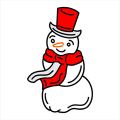 snow man and christmas doll attribute for christmas day icon vector