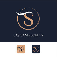 Initial S Letter with Lash for Cosmetic, Make up Artist, Beauty and Spa Business Logo Vector Template
