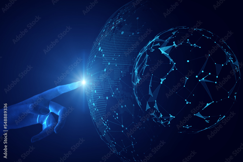 Wall mural abstract futuristic technology background. wireless network and connection technology concept. techn
