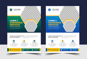 Creative garden lawn care flyer template