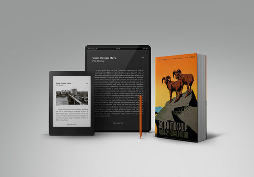 Book Mockup E-Book Reader Tablet Pro 01