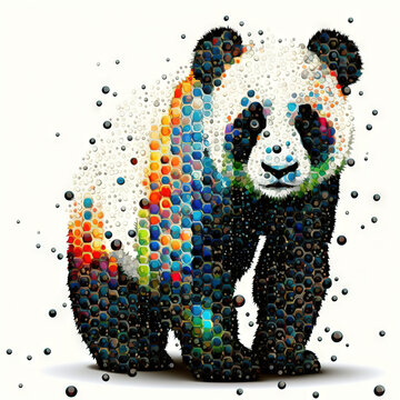 Panda Mosaic On White Background