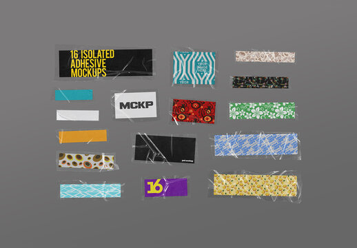 Adhesive Mockup Strip Tape Clear Plastic Paper Set