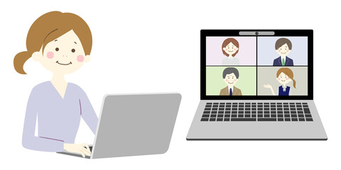 リモート会議をするビジネスウーマン