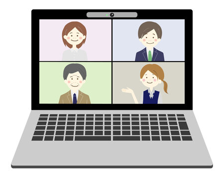 リモート会議をするビジネスマンたち