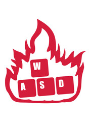 Flammen Nerd Computer WASD 