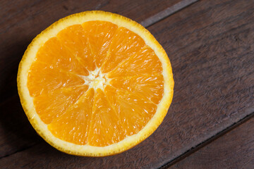 Healthy food orange fruit on wood table.