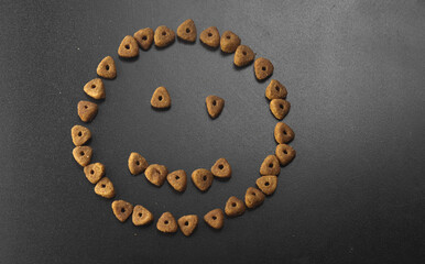 smiley face made with dry food
