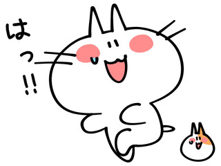 見つかってハッとするにゃんことハムスターのイラスト素材