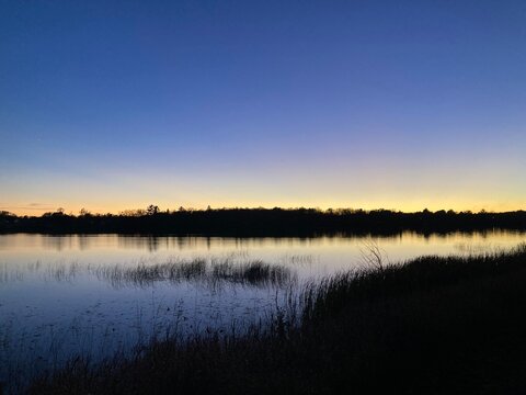 Reflection on the lake at sunset