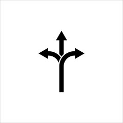 3 arrow way line icon. Simple outline style. Choice, option, pathway, opportunity, logo, split, road, choose, three concept. Vector illustration on white background.