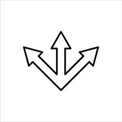3 arrow way line icon. Simple outline style. Choice, option, pathway, opportunity, logo, split, road, choose, three concept. Vector illustration on white background.