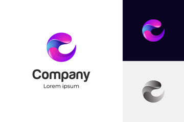 initial Letter abstract c with splash or wave logo element, for brand identity or tech logo design