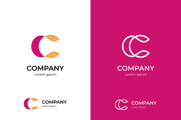 Logo C monogram modern letter, letter CC elegant business emblem logo with overlapping lines symbol