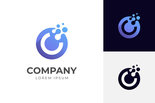 initial Letter c with dots logo icon design for technology brand identity design