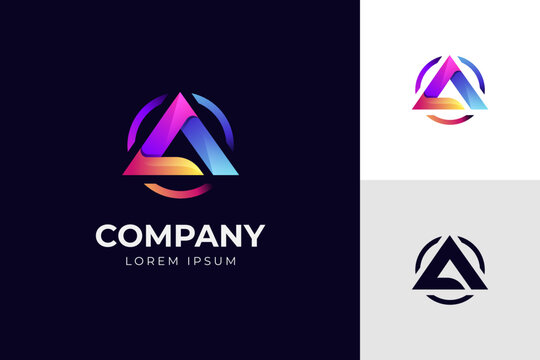 Abstract letter a triangle with circle shape identity logo design for all kinds of business identity logo design