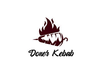 Swawarma kebab logo design template. Turky traditional food kebab. 