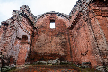 old ruins of santisima trinidad monastery in encarnacion, paraguay.