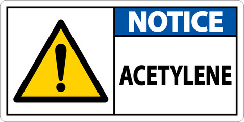 Notice Acetylene Sign On White Background