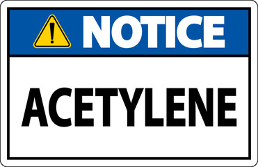 Notice Acetylene Sign On White Background