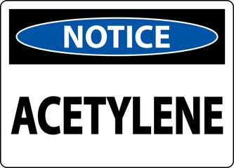 Notice Acetylene Sign On White Background