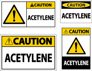 Caution Acetylene Sign On White Background