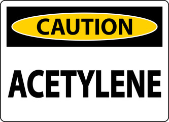 Caution Acetylene Sign On White Background
