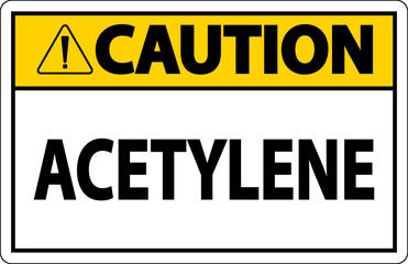Caution Acetylene Sign On White Background