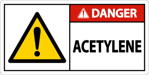 Danger Acetylene Sign On White Background