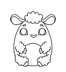 Black sheep egg icon. Sticker for social media and instant messengers. Animal care. International holiday, culture, religion and traditions. Creativity and art. Cartoon flat vector illustration