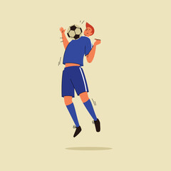 Fototapeta na wymiar Football player with soccer ball flat illustration. Men football player flat vector design.