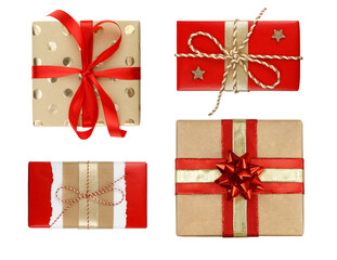 Gift boxes isolated on the white background top view