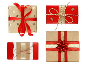 Gift boxes isolated on the white background top view