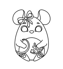 Black mouse egg icon. Rodent and pet, design element for invitation and greeting postcards. Holiday and festival, culture and religion. Spring season symbol. Cartoon flat vector illustration