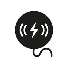 Wireless Charger Silhouette Icon. Power Charge for Mobile Phone Glyph Pictogram. Wireless Battery with Lightning. Device for Recharge Smartphone Energy Symbol. Isolated Vector Illustration