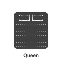 Bed Size Dimension. Mattress Queen Silhouette Icon. Bed Length Measurement for Bedchamber in Hotel or Home Pictogram. Mattress Size for Bed Room. Isolated Vector Illustration