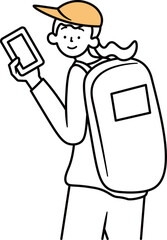 フードデリバリーをしているアジア人女性のイラスト素材