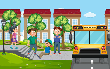 Kids bullying their friend at school