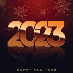 2023 Happy New Year and Merry Christmas with golden text . Vector