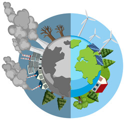 Naklejka premium Global warming from pollution gas