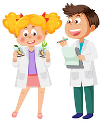 Scientist kids doing science experiment