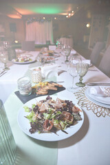 Festive table with food for wedding, birthday, thanksgiving, christmas