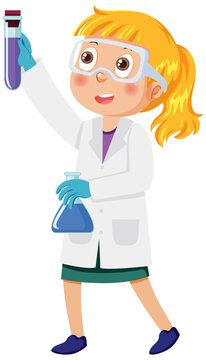 recommend clip art: Cute scientist girl cartoon character