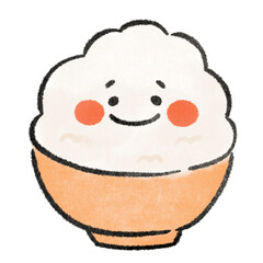 シンプルでかわいいご飯の手描きイラスト素材