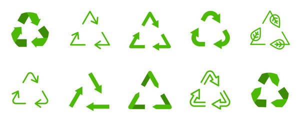 Conjunto de iconos de reciclaje. Material reciclable. Conservación, reutilizar, biodegradable, sostenibilidad. Ilustración vectorial © Frank