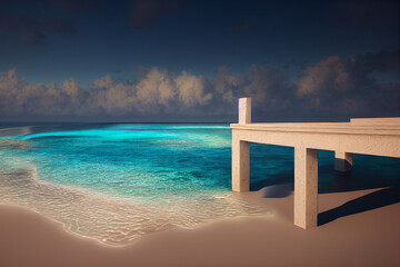 Tropical paradise island, Sky meeting the Beach, Blue sea 